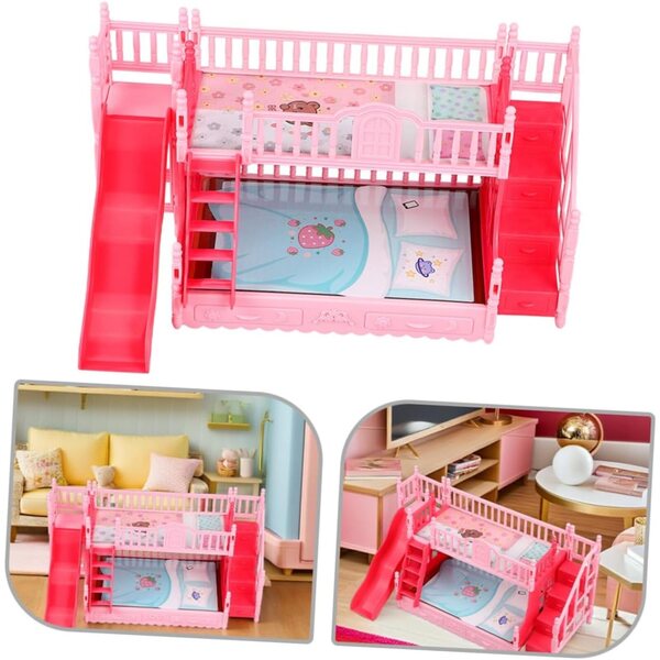 YARNOW Mini-Etagenbetten für Miniatur-Puppenhaus mit Leitern und Sicherheit