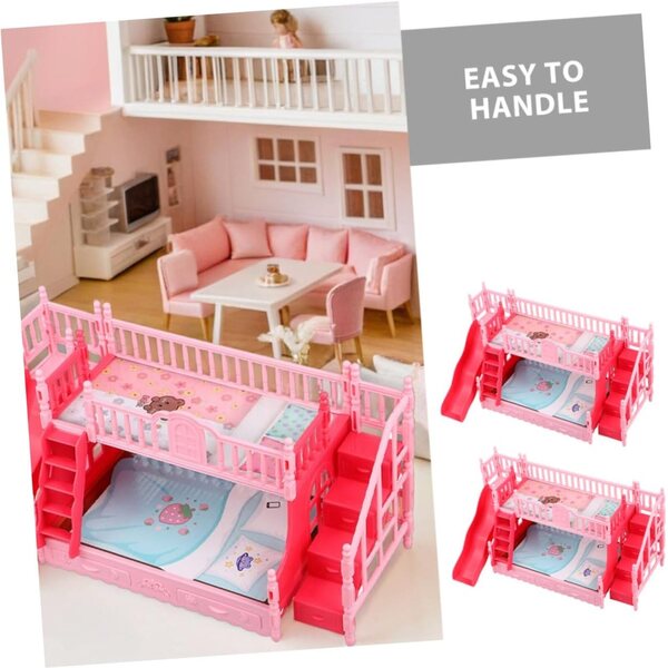 YARNOW Mini-Etagenbetten für Miniatur-Puppenhaus mit Leitern und Sicherheit