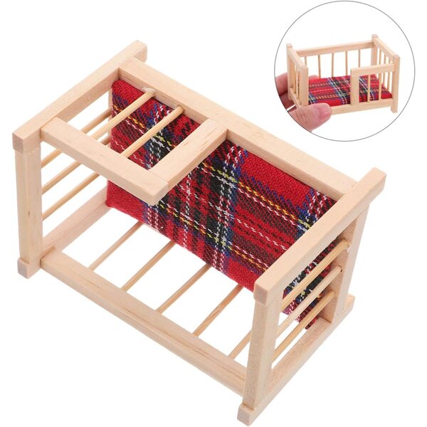 YARNOW Miniatur-Holzwiege für Puppenhaus, dekoratives Zubehör