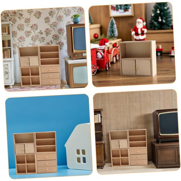 YARNOW Mini-Puppenhausmöbel, 4-teilig, realistisches Holz, DIY, Beige