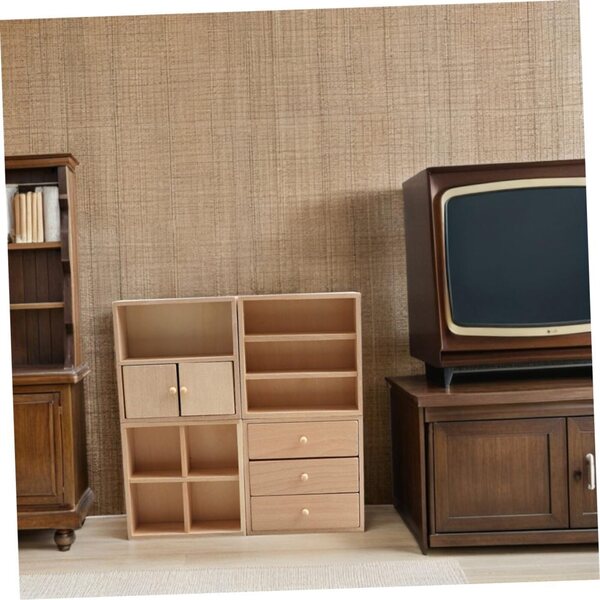 YARNOW Mini-Puppenhausmöbel, 4-teilig, realistisches Holz, DIY, Beige