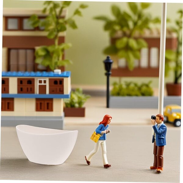 YARNOW 5-teiliges Miniatur-Badezimmermöbel-Set für Puppenhaus, Weiß