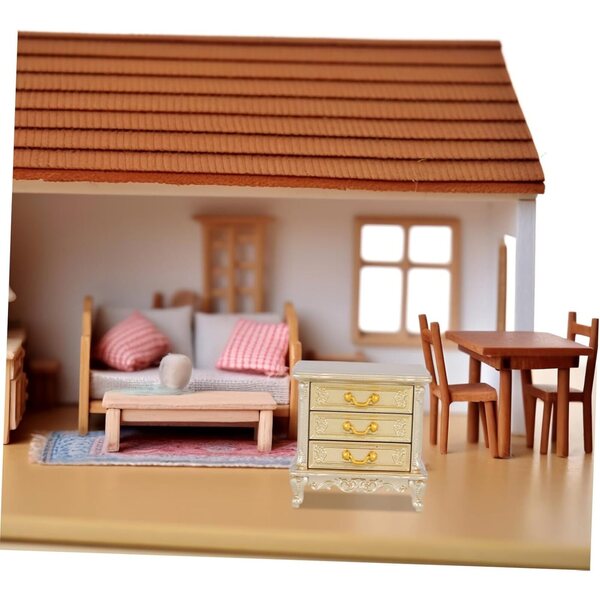 YARNOW Mini Retro Holzmöbel für Puppenhaus, Vintage Nighttime