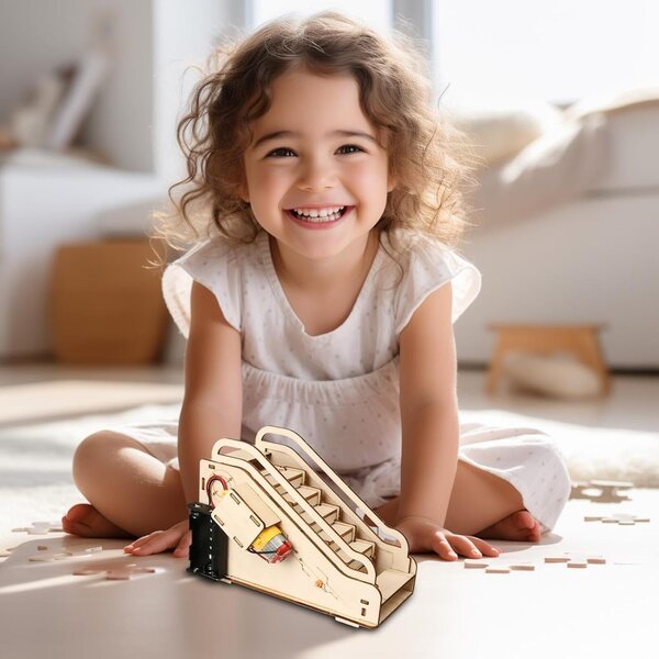 Rolltreppenmodell aus Holz für Kinder, Lernset und manuelles Spielzeug