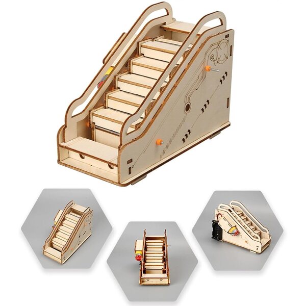 Rolltreppenmodell aus Holz für Kinder, Lernset und manuelles Spielzeug