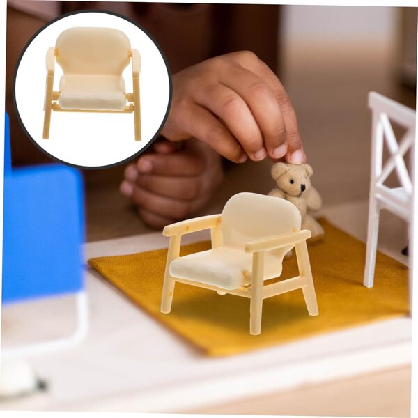 VICASKY Mini-Vintage-Sessel für Puppenhaus, 2-teilig, realistisches Beige