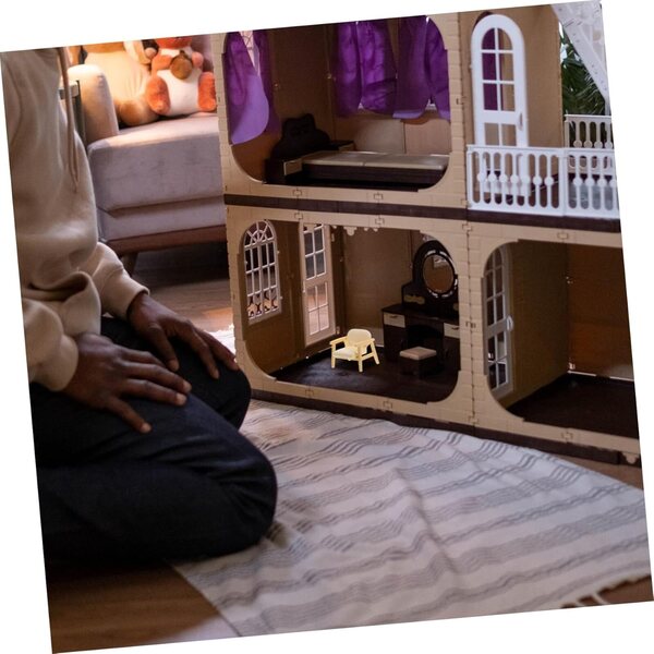 VICASKY Mini-Vintage-Sessel für Puppenhaus, 2-teilig, realistisches Beige