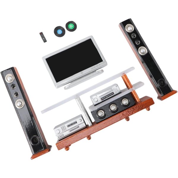 Toyvian 1 Juego Modelo Gabinete De TV Accesorios De Sala De Estar Muebles En Miniatura Mini Televisor De Juguete Accesorios para Muebles Casa De Muñecas De Madera Audio