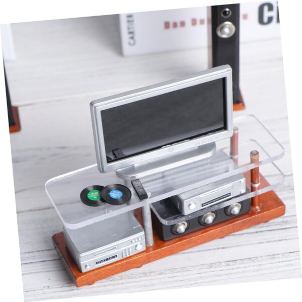 Toyvian 1 Juego Modelo Gabinete De TV Accesorios De Sala De Estar Muebles En Miniatura Mini Televisor De Juguete Accesorios para Muebles Casa De Muñecas De Madera Audio