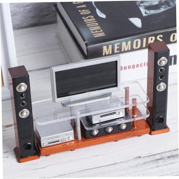 Toyvian 1 Juego Modelo Gabinete De TV Accesorios De Sala De Estar Muebles En Miniatura Mini Televisor De Juguete Accesorios para Muebles Casa De Muñecas De Madera Audio