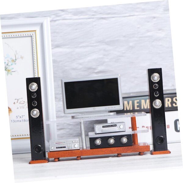 Toyvian 1 Juego Modelo Gabinete De TV Accesorios De Sala De Estar Muebles En Miniatura Mini Televisor De Juguete Accesorios para Muebles Casa De Muñecas De Madera Audio