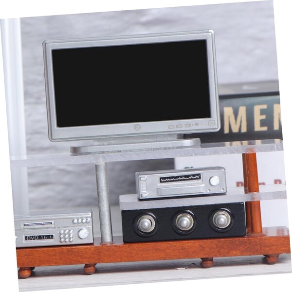Toyvian 1 Juego Modelo Gabinete De TV Accesorios De Sala De Estar Muebles En Miniatura Mini Televisor De Juguete Accesorios para Muebles Casa De Muñecas De Madera Audio