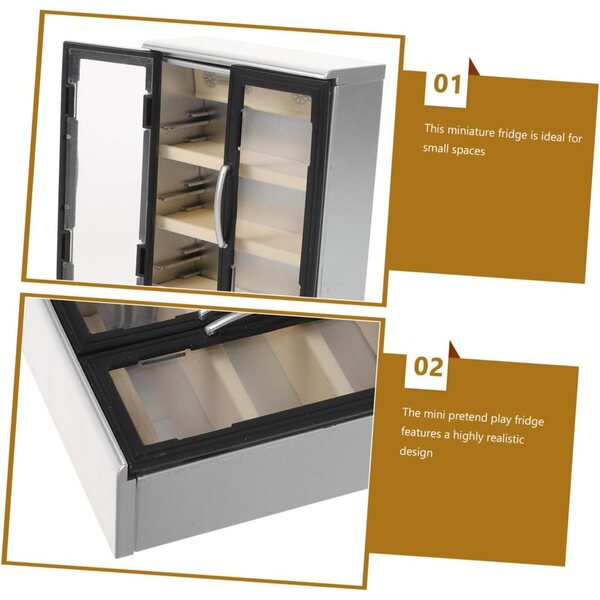 YARNOW Mini-Vintage-Doppeltür-Kühlschrank für tragbares Puppenhaus