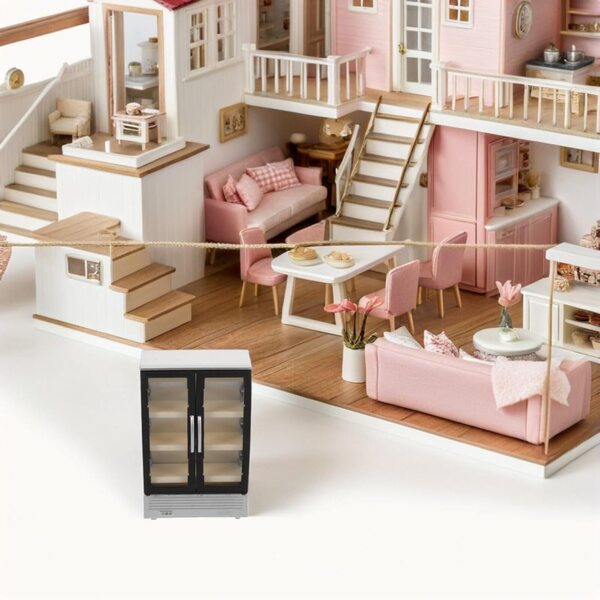 YARNOW Mini-Vintage-Doppeltür-Kühlschrank für tragbares Puppenhaus