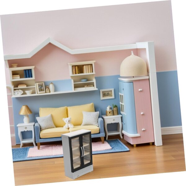 YARNOW Mini-Vintage-Doppeltür-Kühlschrank für tragbares Puppenhaus