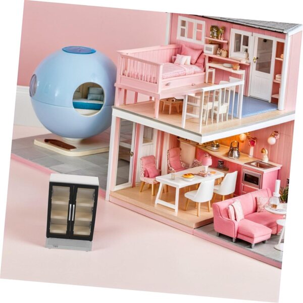 YARNOW Mini-Vintage-Doppeltür-Kühlschrank für tragbares Puppenhaus
