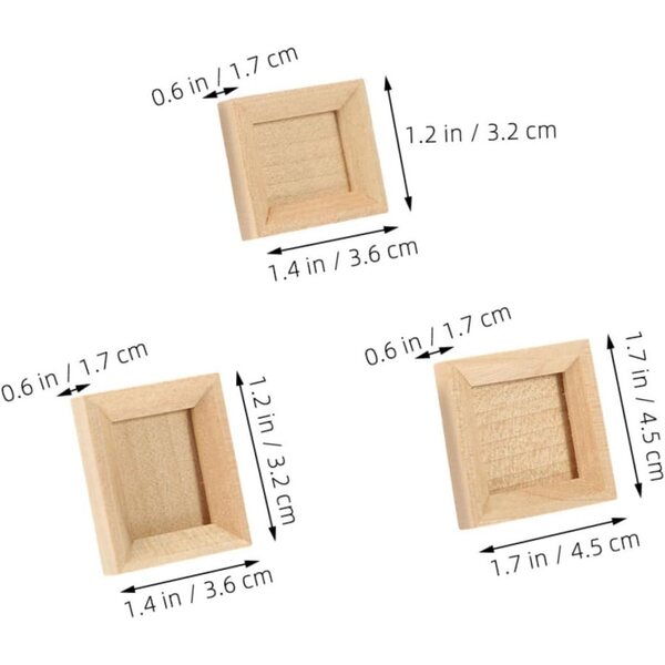 Hemobllo Set mit 3 Mini-Fotorahmen aus Holz für Puppenhäuser und Modellbau