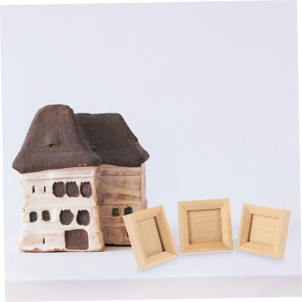 Hemobllo Set mit 3 Mini-Fotorahmen aus Holz für Puppenhäuser und Modellbau