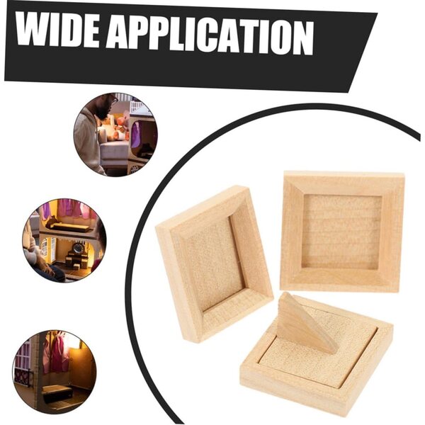 Hemobllo Set mit 3 Mini-Fotorahmen aus Holz für Puppenhäuser und Modellbau