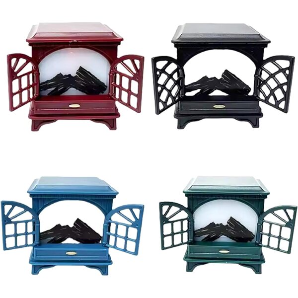 Set of 4 Miniature LED Fireplaces for Dollhouses 1:12 Scale Christmas Decoration