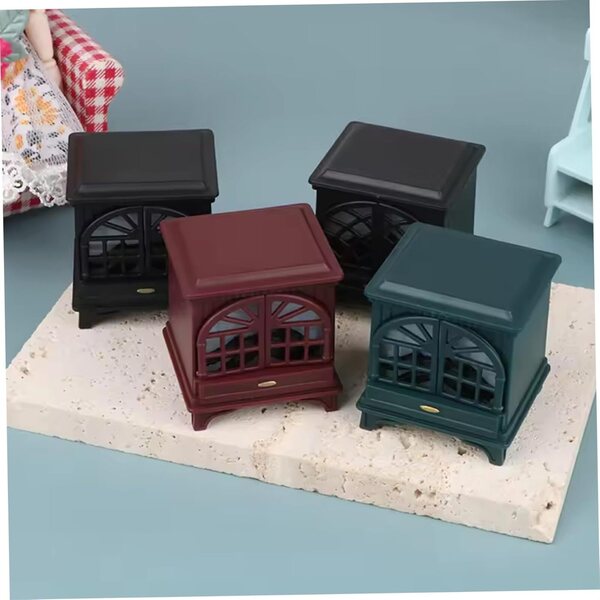 Ensemble de 4 cheminées LED miniatures pour maisons de poupées, décoration de Noël à l'échelle 1:12