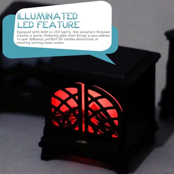 Ensemble de 4 cheminées LED miniatures pour maisons de poupées, décoration de Noël à l'échelle 1:12