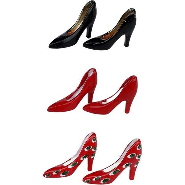 Set of 3 Pairs High Heels Shoes Miniature 1/12 in Metal for Dollhouses