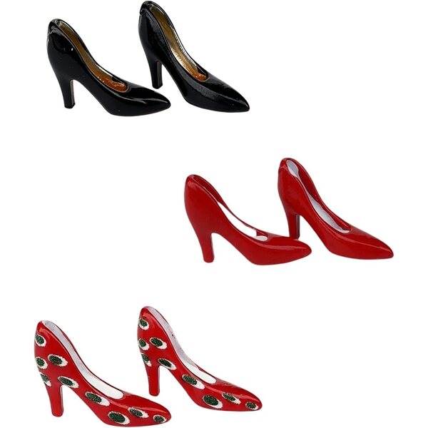 Set mit 3 Paar High Heels Schuhen Miniatur 1/12 aus Metall für Puppenhäuser