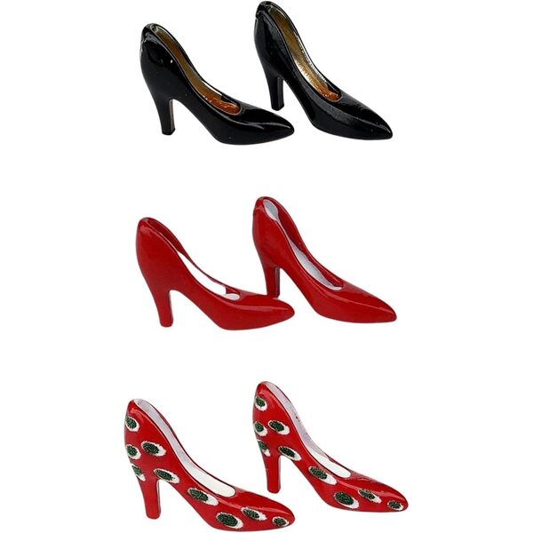 Set mit 3 Paar High Heels Schuhen Miniatur 1/12 aus Metall für Puppenhäuser