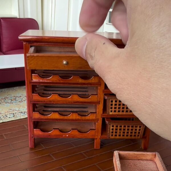 Vitrina de madera para decoración de casa de muñecas a escala 1/12, escaparate alto, escenario, muebles en miniatura, decoración de casa de muñecas, cocina
