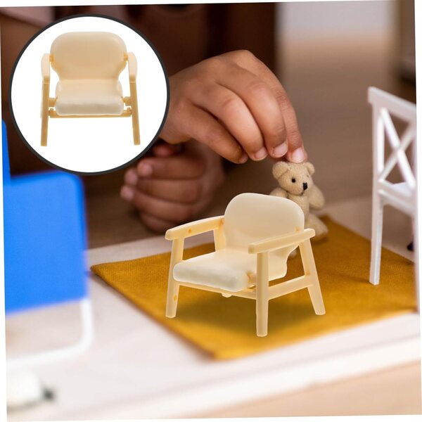 Toyvian Mini Vintage Beige Sessel für Micclothingisaggi und Puppenhäuser 2 Stk