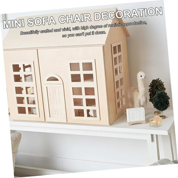 Toyvian Mini Vintage Beige Sessel für Micclothingisaggi und Puppenhäuser 2 Stk