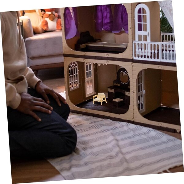 Toyvian Mini Vintage Beige Sessel für Micclothingisaggi und Puppenhäuser 2 Stk