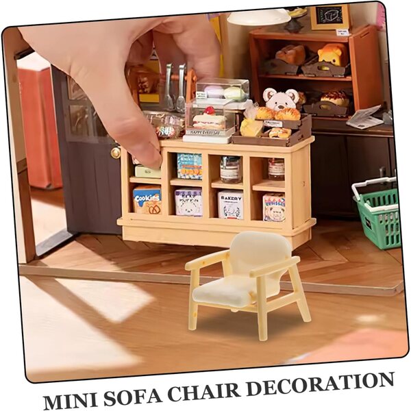 Toyvian Mini Vintage Beige Sessel für Micclothingisaggi und Puppenhäuser 2 Stk