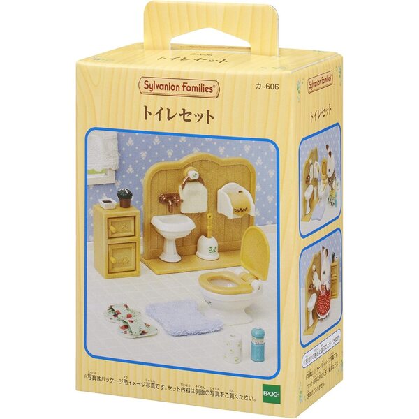 Sylvanian Families Badezimmer-Set mit Puppe, Original-Zubehör der Epoche Ka-606