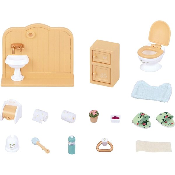 Sylvanian Families Badezimmer-Set mit Puppe, Original-Zubehör der Epoche Ka-606