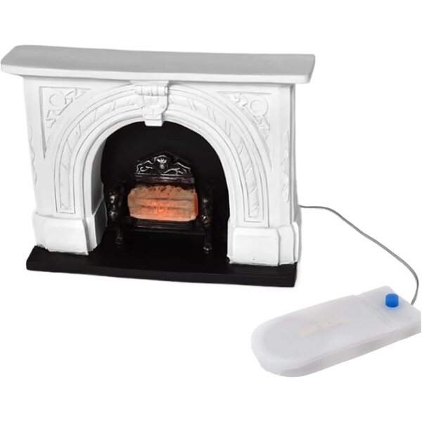 Vintage 1:12 domeček pro panenky Chimenea s realistickým bílým pryskyřičným LED světlem