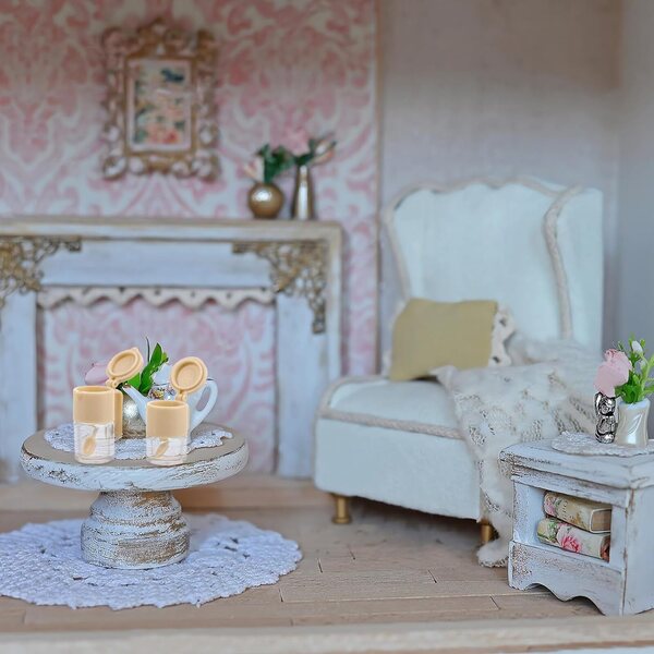Fraschi-Miniatur für Hemobllo-Puppenhaus, Set mit 4 dekorativen Harzgläsern