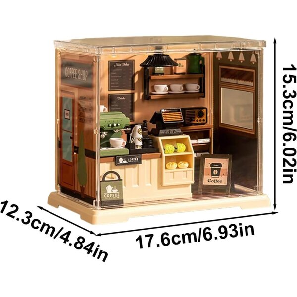 Cafeteria-Haus-Miniaturbausatz 15,3 x 17,6 x 12,3 cm, DIY-Modell für Erwachsene und Kinder
