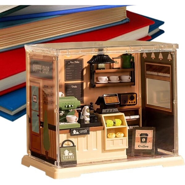 Cafeteria-Haus-Miniaturbausatz 15,3 x 17,6 x 12,3 cm, DIY-Modell für Erwachsene und Kinder