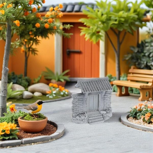 Mini-Sandstein-Garteneingangstür, realistische Bonsai-Dekoration
