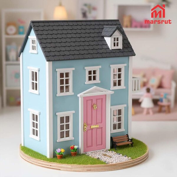 1/12 Feenhaus-Miniaturtür aus Holz mit Zubehör für Weihnachten und Veranstaltungen