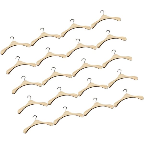Cabides de madeira YARNOW para bonecas BJD 20 peças organizador de armário em miniatura de 12 cm