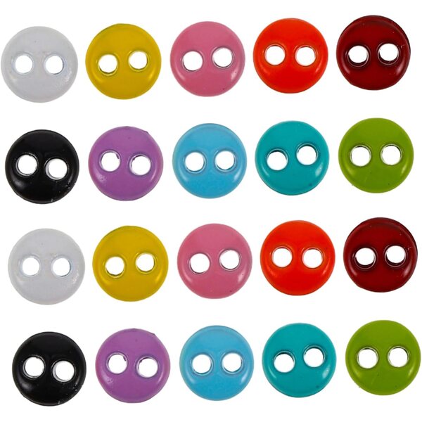 YARNOW 20 spalvingos miniatiūrinės sagos lėlių drabužiams, plastikinės 0,4 cm