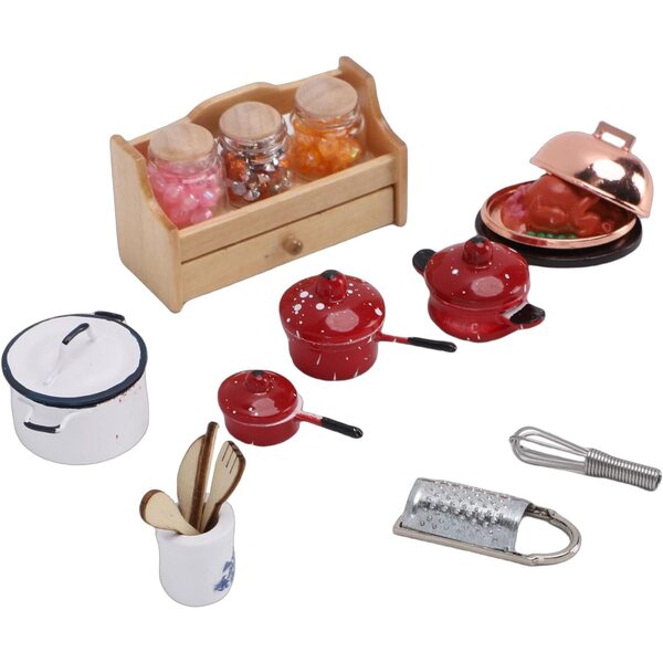 1:12 Miniatur-Küchenzubehör-Set aus Metall und Limette für realistische Puppenhäuser
