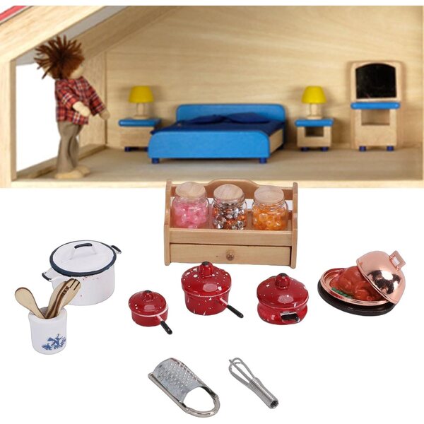 1:12 Miniatur-Küchenzubehör-Set aus Metall und Limette für realistische Puppenhäuser