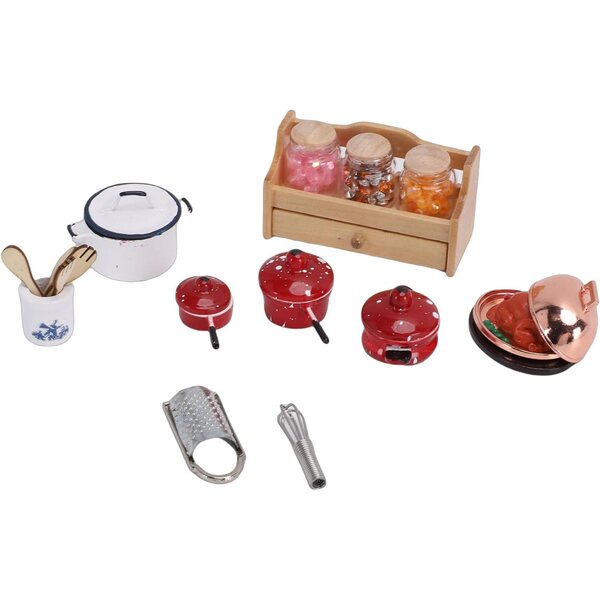 1:12 Miniatur-Küchenzubehör-Set aus Metall und Limette für realistische Puppenhäuser