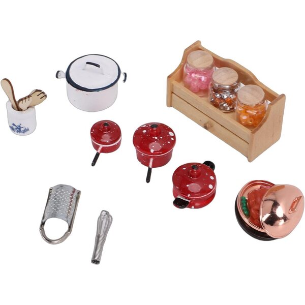 1:12 Miniatur-Küchenzubehör-Set aus Metall und Limette für realistische Puppenhäuser