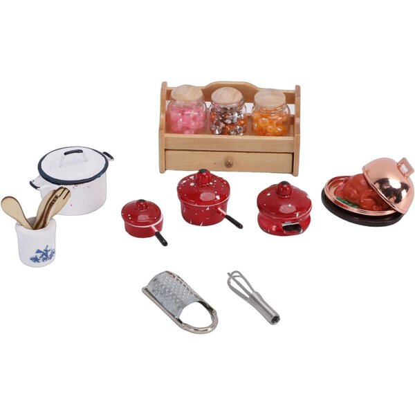 1:12 Miniatur-Küchenzubehör-Set aus Metall und Limette für realistische Puppenhäuser
