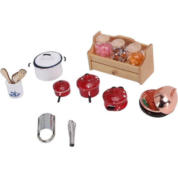 1:12 Miniatur-Küchenzubehör-Set aus Metall und Limette für realistische Puppenhäuser